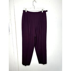 Talbots Pants Womens 12 Wide Leg Pure Wool Fully Lined Dark Purple Side Zip